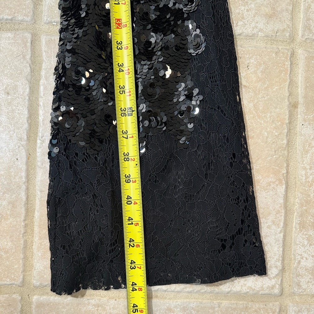 Cynthia Rowley Black Sequin & Lace Flared Leg Pants 4 - Picture 13 of 13